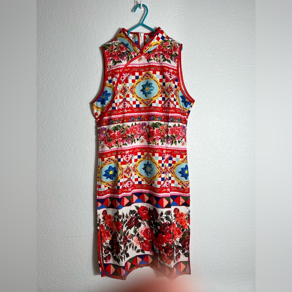 NWT Chinese new year dress‎ cheongsam qipao dress S/M red print